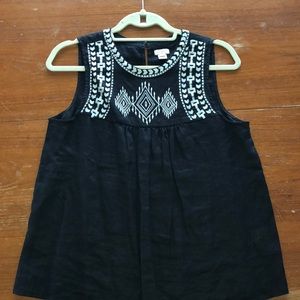 J Crew factory embroidered linen tank top, Size 6